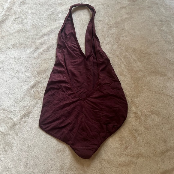 American Apparel Halter Bodysuit Burgundy - Picture 2 of 4